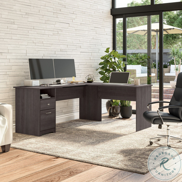 Cabot Heather Gray 72" L Shaped Computer Desk with Drawer