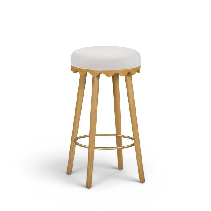 Oodle Cream Performance Vegan Mohair Upholstered Bar Stool