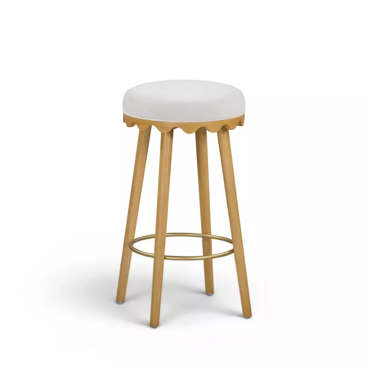 Oodle Cream Performance Vegan Mohair Upholstered Bar Stool