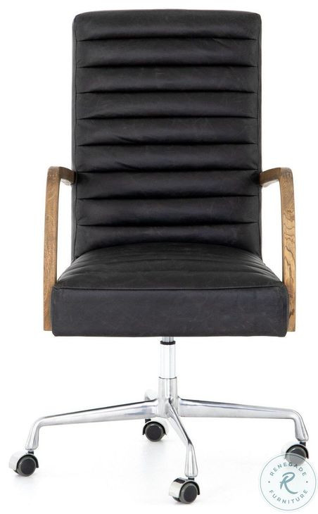 Bryson Smoke Channeled Leather Desk Chair