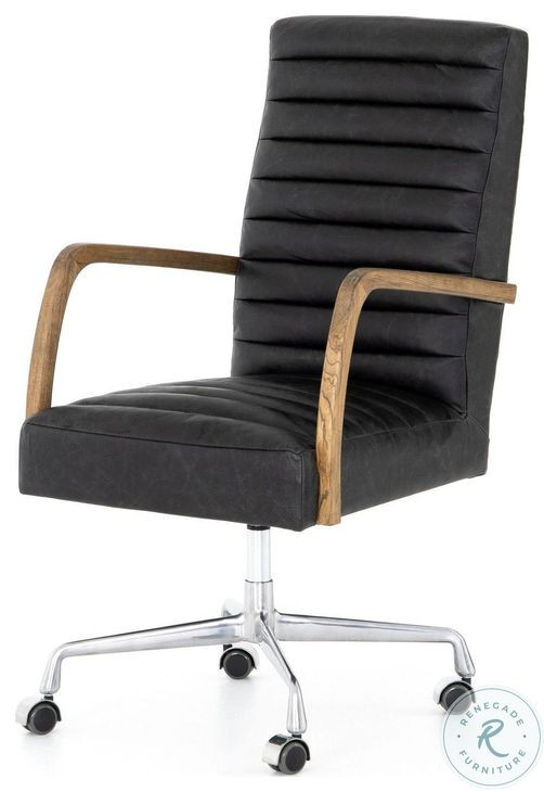 Bryson Smoke Channeled Leather Desk Chair