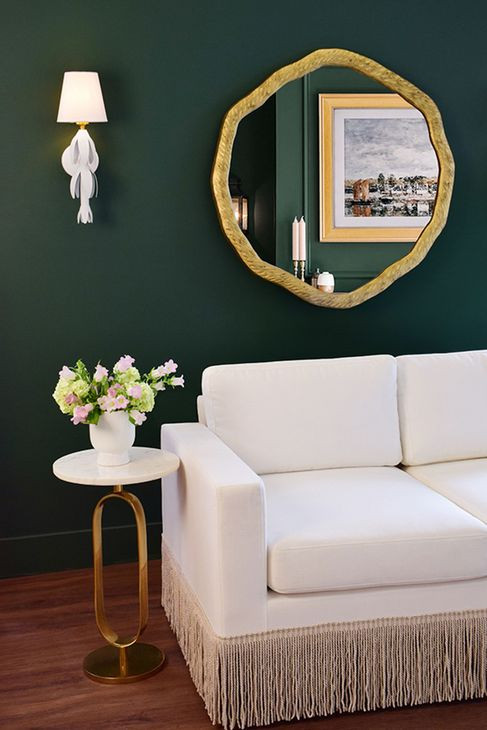 Maura Gold and White Round Marble Top Side Table