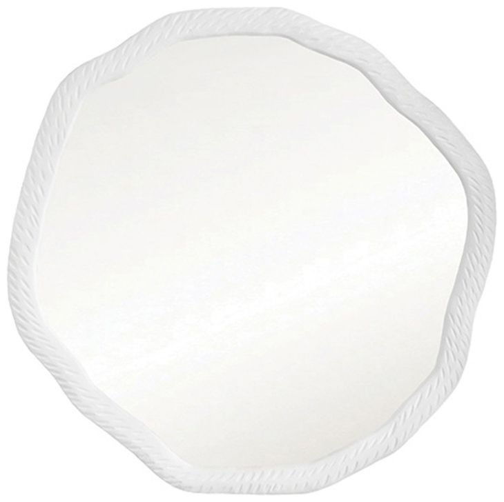 Cadence Textured Matte White Round Metal Wall Mirror