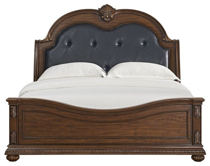Concerto Black and Brown King Upholstered Panel Bed