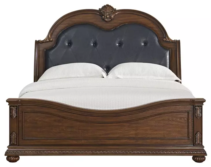 Concerto Black and Brown King Upholstered Panel Bed