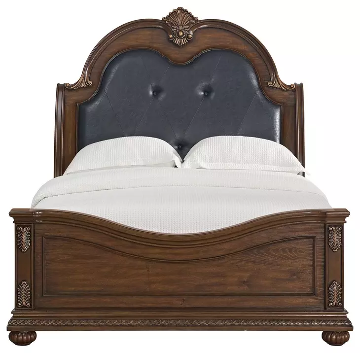 Concerto Black and Brown Queen Upholstered Panel Bed
