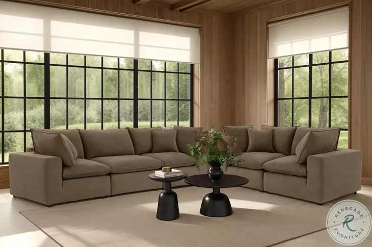 Cali Chocolate Brown Performance Velvet Modular Sofa