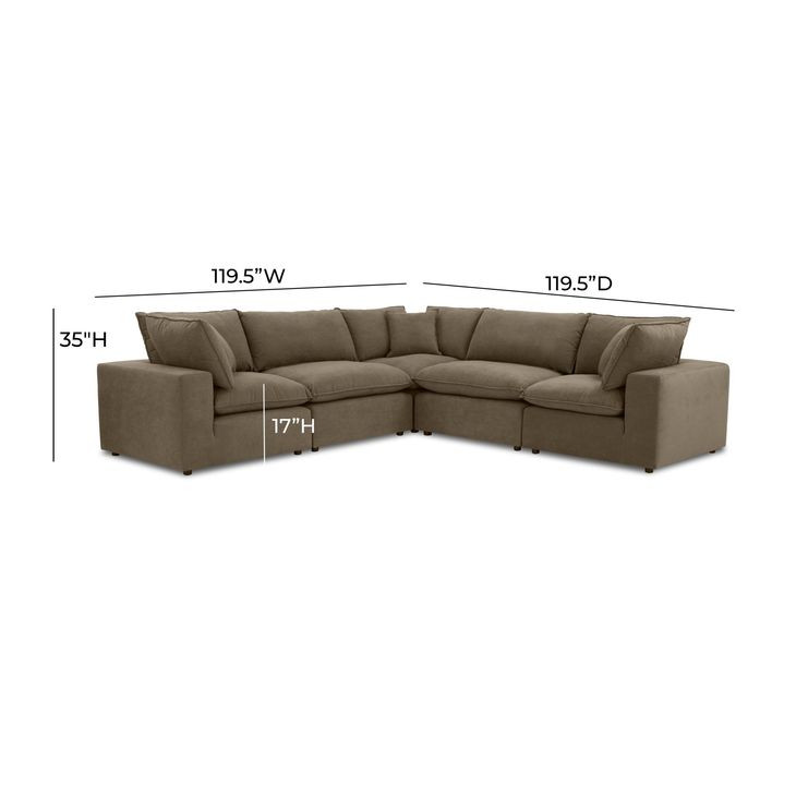 Cali Chocolate Brown Performance Velvet Modular L-Sectional