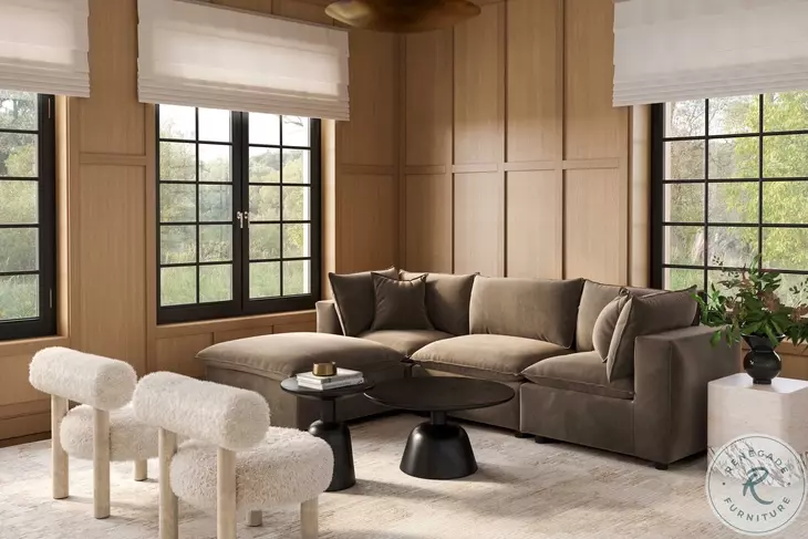 Cali Chocolate Brown Performance Velvet Modular Large Sectional