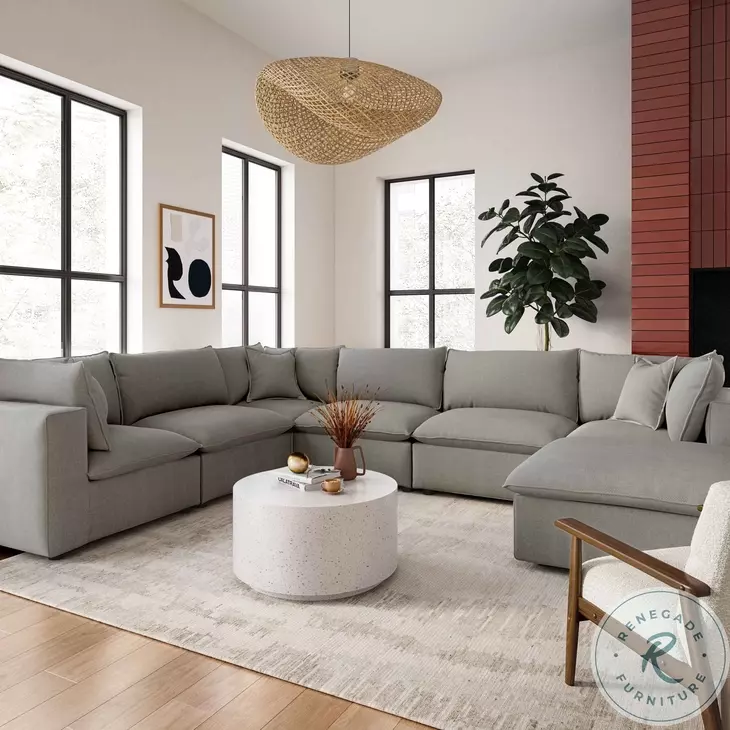 Cali Slate Performance Fabric Ottoman