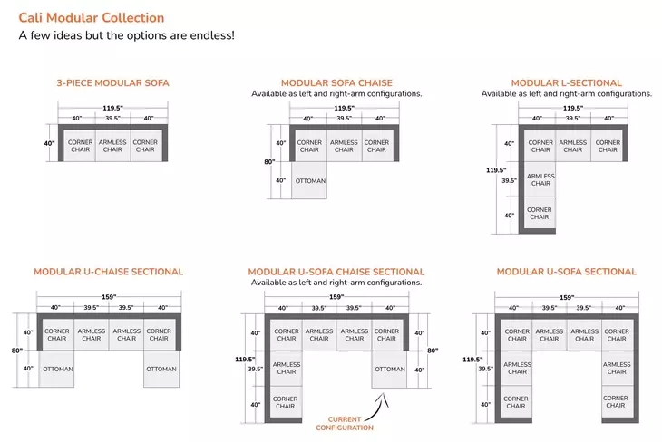 Cali Pearl Performance Fabric Modular Large Chaise Sectional