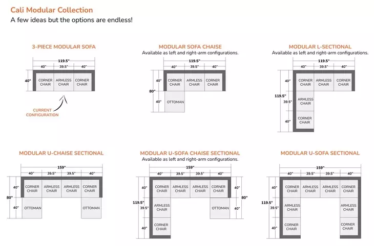 Cali Pearl Performance Fabric Modular Sofa