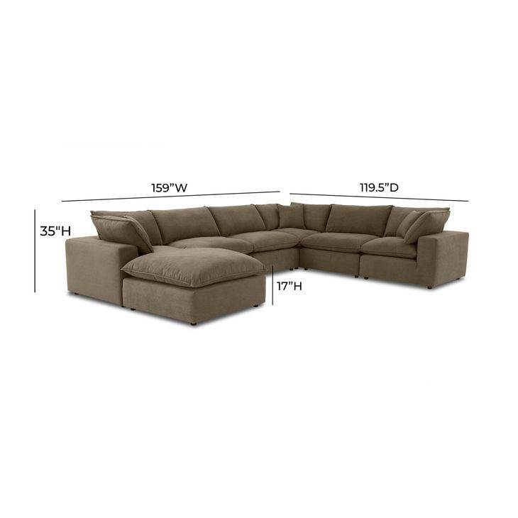 Cali Chocolate Brown Performance Velvet Modular Large Chaise Sectional