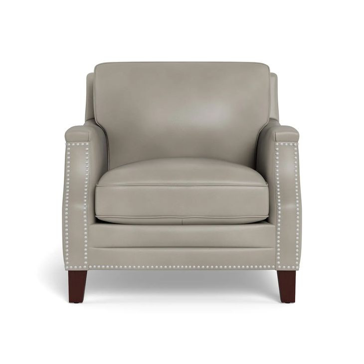 Camden Stone Leather Upholstered Accent Chair with Nailhead Trim
