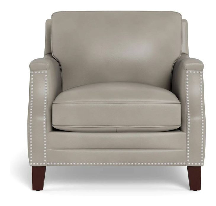 Camden Stone Leather Upholstered Accent Chair with Nailhead Trim