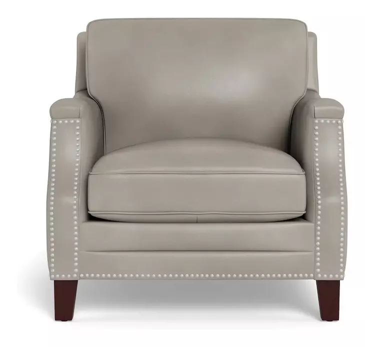 Camden Stone Leather Upholstered Accent Chair with Nailhead Trim