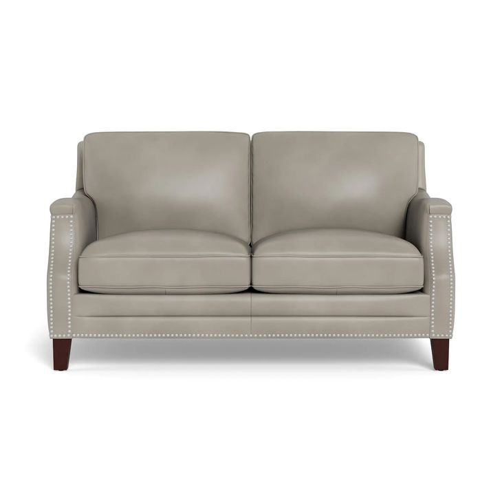 Camden Stone Leather 61" Loveseat with Nailhead Trim
