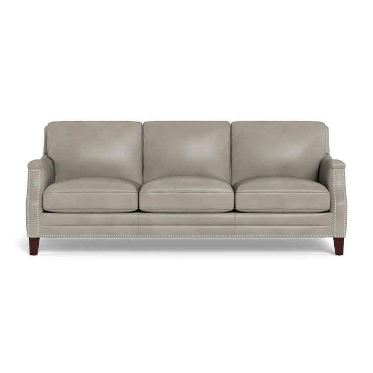 Camden Stone Leather 87" Sofa with Nailhead Trim