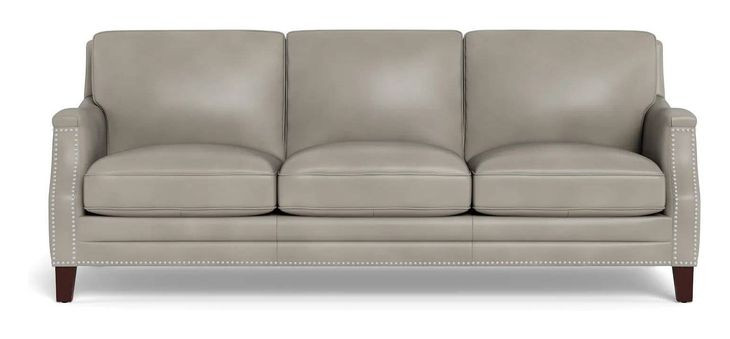 Camden Stone Leather 87" Sofa with Nailhead Trim