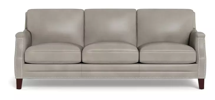 Camden Stone Leather 87" Sofa with Nailhead Trim