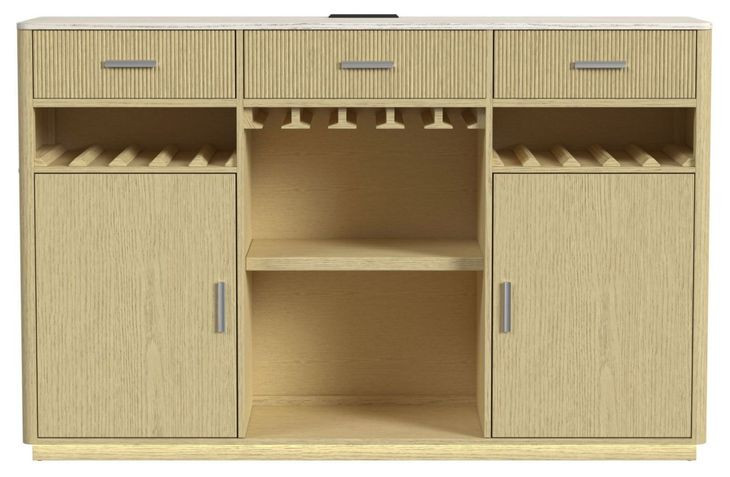 Cambria Off White and Natural 2 Door Buffet with LED