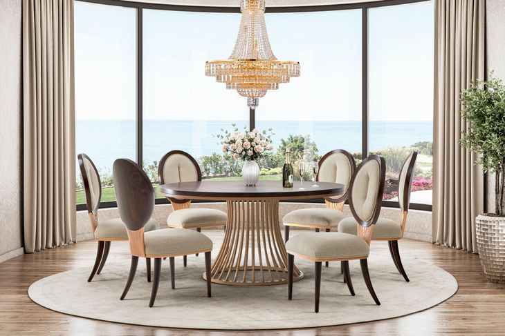 Camellia Field Pecan Dining Room Set