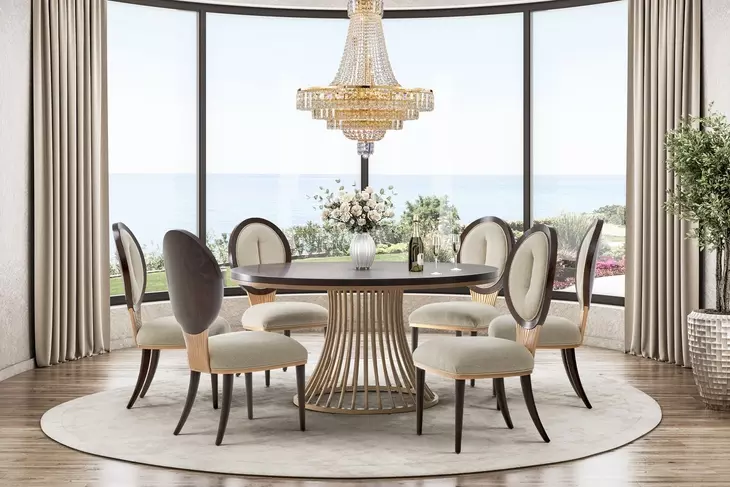 Camellia Field Pecan Dining Room Set