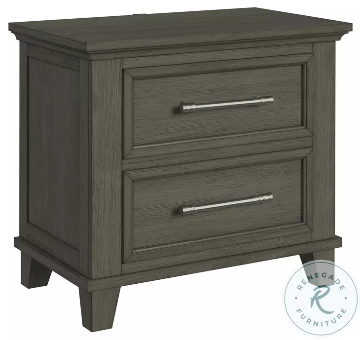 Henrik Grey 2 Drawer Nightstand