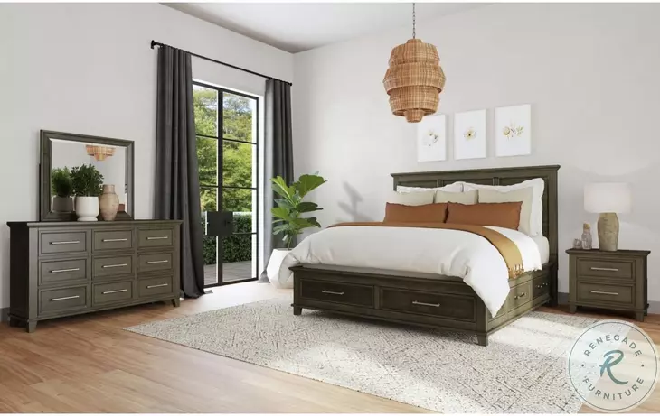 Henrik Grey Queen Storage Panel Bed