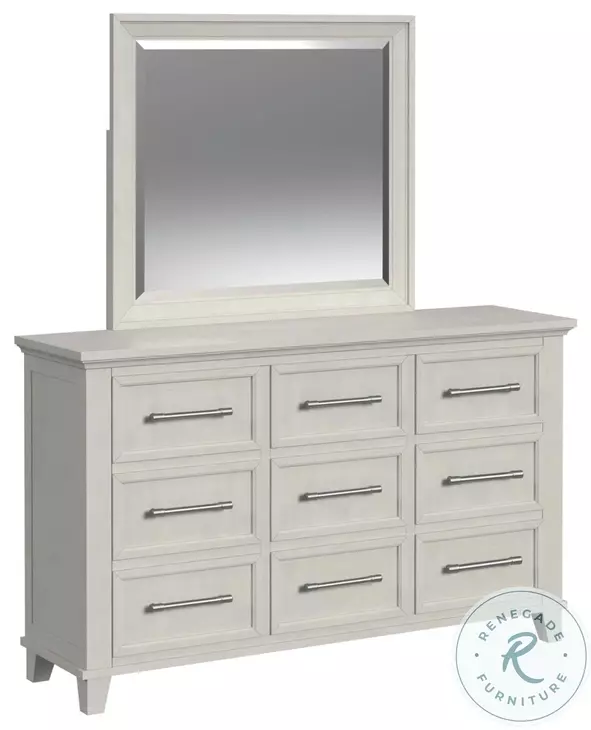 Henrik Ivory 9 Drawer Dresser And Mirror