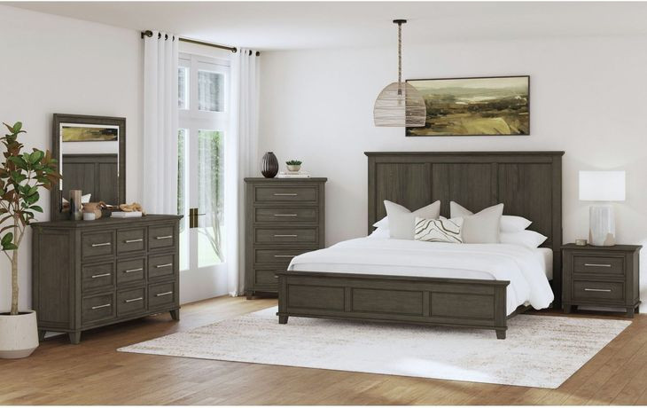 Henrik Gray King Panel Bed