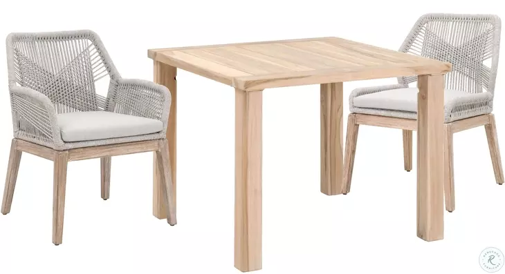 Loom Performance Pumice And Taupe White Flat Rope Arm Chair Set of 2