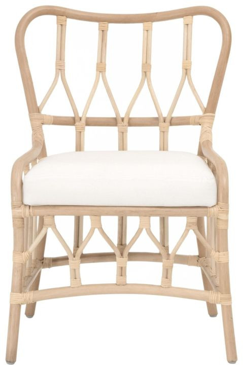 Caprice Blanche Natural Rattan Upholstered Dining Chair Set of 2