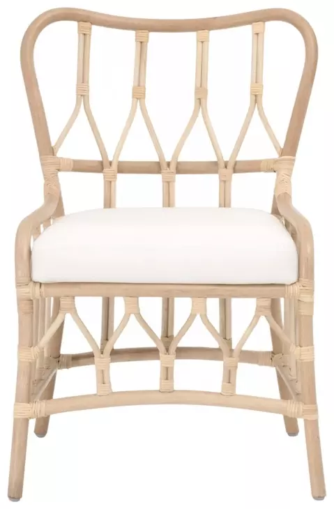 Caprice Blanche Natural Rattan Upholstered Dining Chair Set of 2