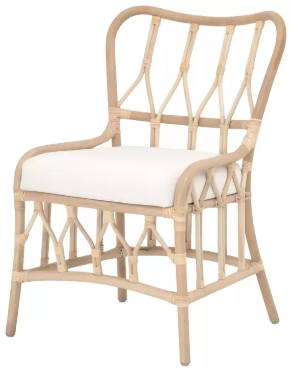Caprice Blanche Natural Rattan Upholstered Dining Chair Set of 2