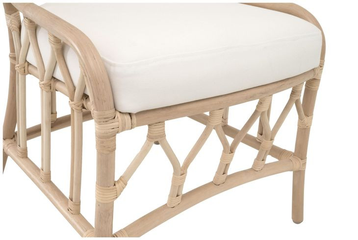 Caprice Blanche Natural Rattan Upholstered Dining Chair Set of 2