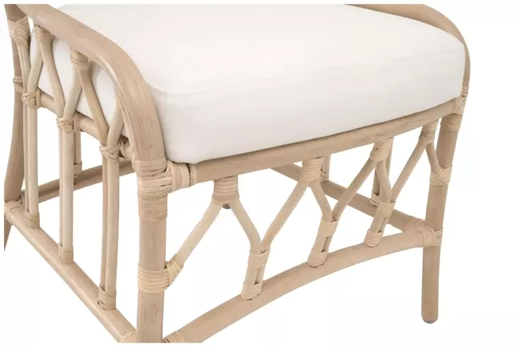 Caprice Blanche Natural Rattan Upholstered Dining Chair Set of 2