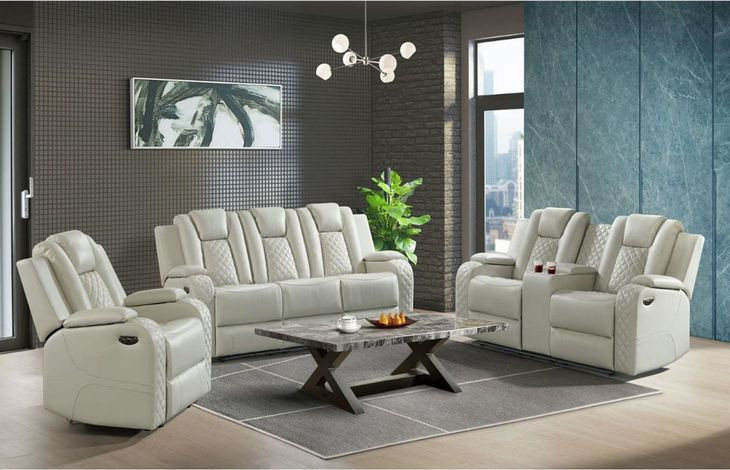 Amias Oyster 85" Power Reclining Sofa with USB Charging and LED