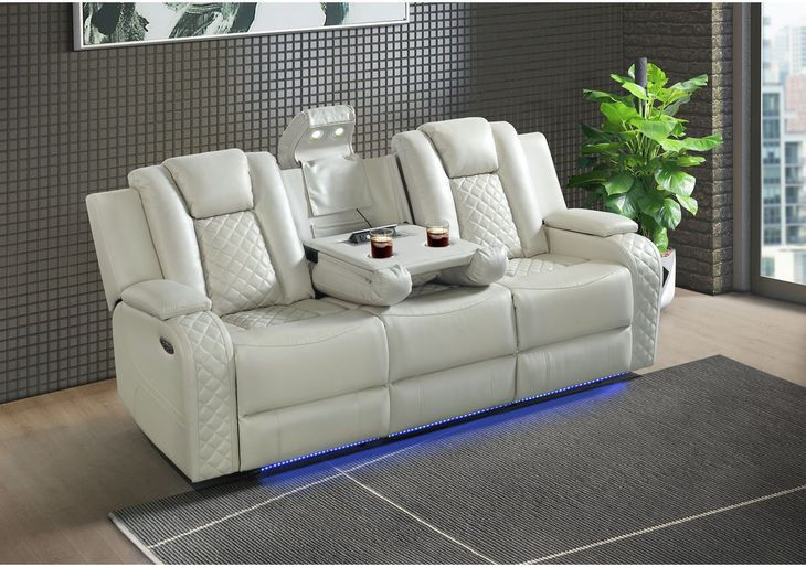 Amias Oyster 85" Power Reclining Sofa with USB Charging and LED