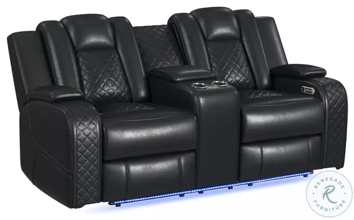 Amias Black Power Reclining Loveseat