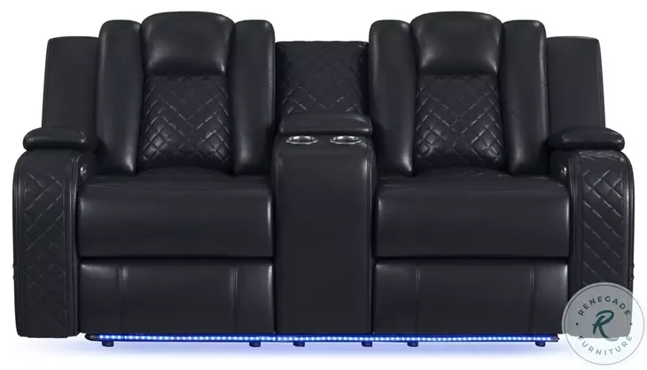 Amias Black Power Reclining 75" Loveseat