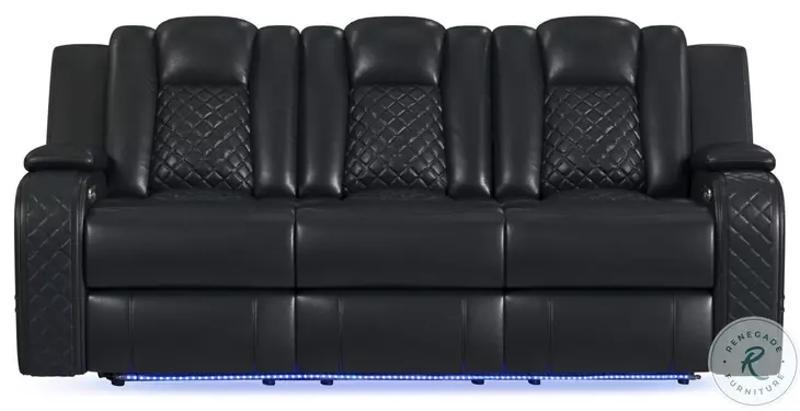 Amias Black 85" Power Reclining Sofa