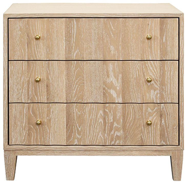 Carmack Cerused Oak Rectangular 3 Drawer Side Table