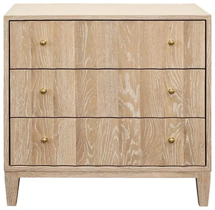 Carmack Cerused Oak Rectangular 3 Drawer Side Table