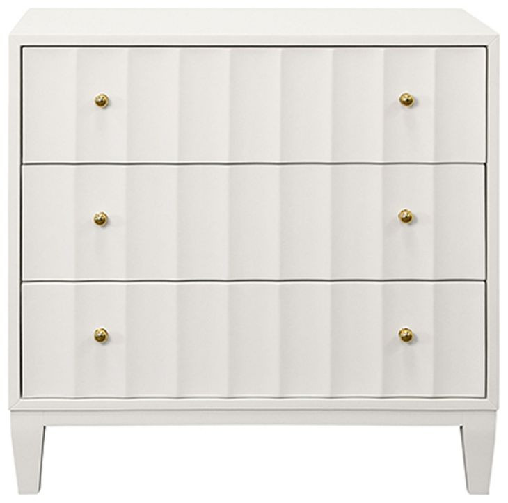 Carmack Matte White Lacquer Rectangular 3 Drawer Side Table