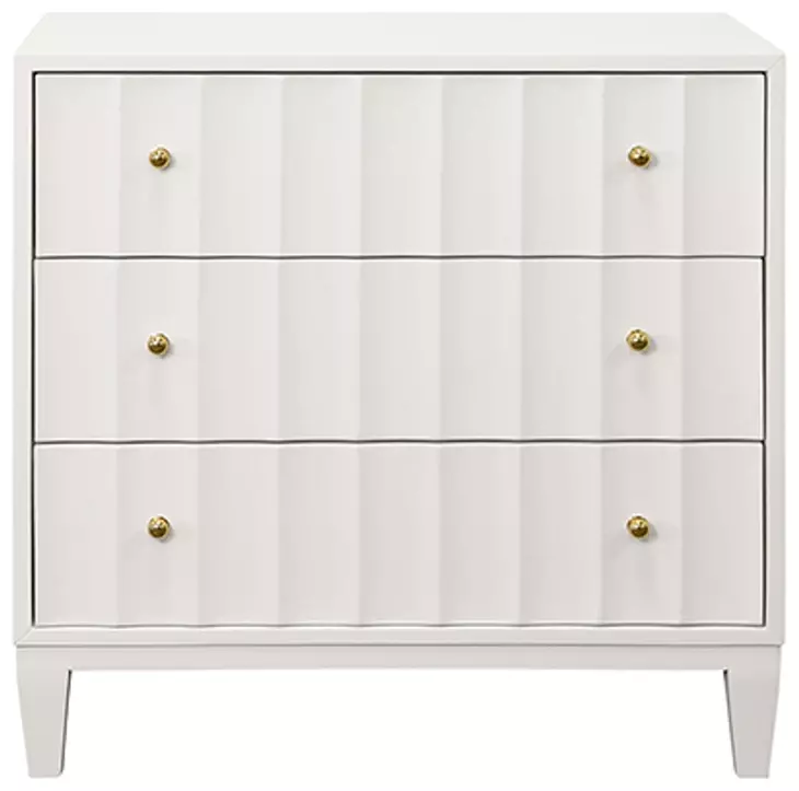Carmack Matte White Lacquer Rectangular 3 Drawer Side Table