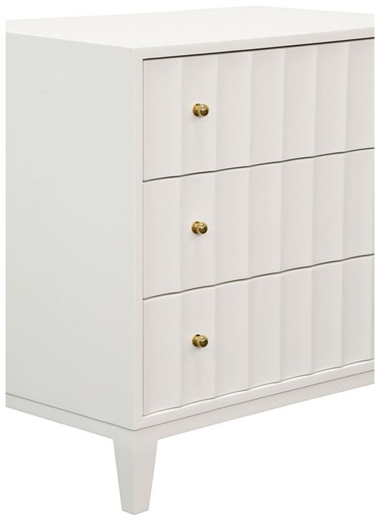 Carmack Matte White Lacquer Rectangular 3 Drawer Side Table