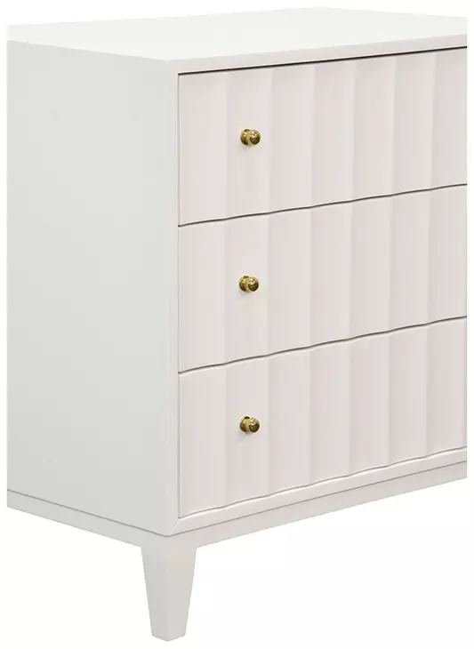 Carmack Matte White Lacquer Rectangular 3 Drawer Side Table