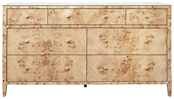 Carnegie Burl Wood 7 Drawer Dresser
