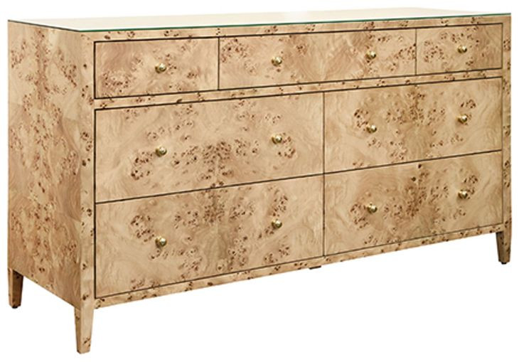 Carnegie Burl Wood 7 Drawer Dresser